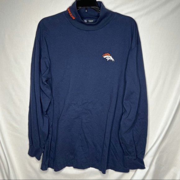 Denver Broncos T Shirt Mens Large Blue NFL Team Apparel Long Sleeve Football Tee - Picture 1 of 5